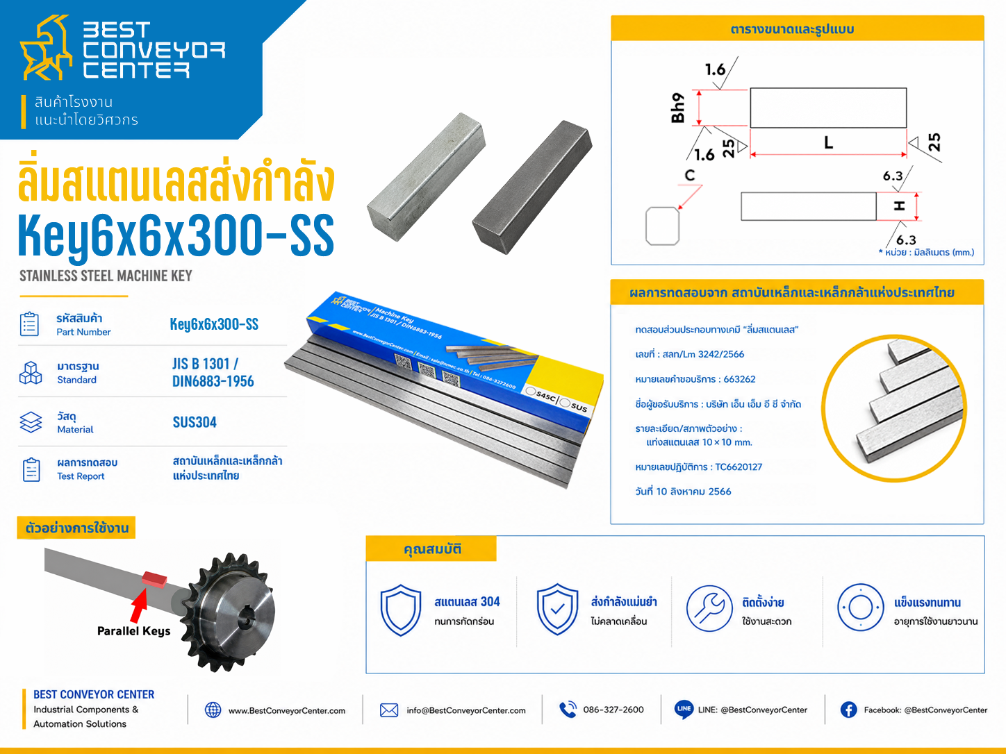 Key6x6x300-SS