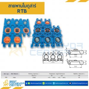 สายพานโมดูลาร์ RTB หนา 16 mm. POM : RTB-POM