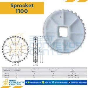 เฟืองโซ่สำหรับสายพานโมดูลาร์ 1100-16T Shaft 40x40 : 1100-16T-40P