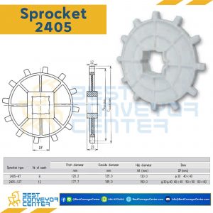 เฟืองโซ่สำหรับสายพานโมดูลาร์ 2405-12T Shaft 40x40 : 2405-12T-40P