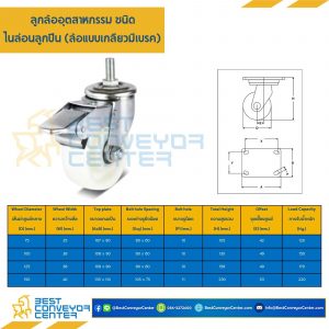 ล้อไนล่อนลูกปืน แบบล้อเกลียวเบรค ขนาด 100 mm. : NYB-TSB-100