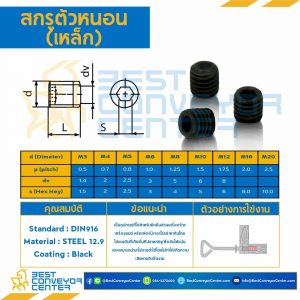 สกรูตัวหนอน M10x10 mm. (Black) : HSS-M10L10B