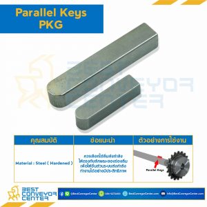 Parallel Key แบบกลม ที่ปลายด้านหนึ่ง ขนาด 12x50 mm. เหล็กชุบแข็ง : Parallel Key PKG 12x50-SH