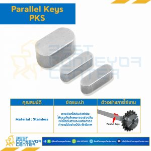Parallel Key แบบกลม ที่ปลายทั้งสองด้าน ขนาด 8x35 mm. สแตนเลส : Parallel Key PKS 8x35-SS