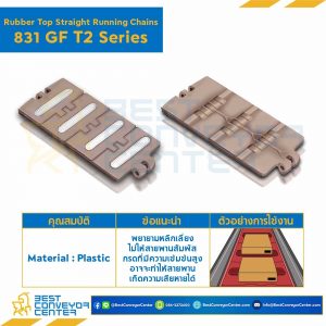 โซ่พลาสติกทางตรง Table Top Chain (Rubber Top) LF831GF T2 ; 3.25 นิ้ว : LF831GF 325T2
