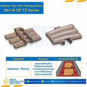โซ่พลาสติกทางโค้ง Table Top Chain (Rubber Top) LF882MGF T3 ; 10 นิ้ว : LF882MGF 1000T3