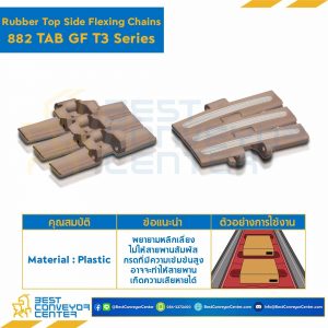 โซ่พลาสติกทางโค้ง Table Top Chain (Rubber Top) LF882GF TAB T3 ; 10 นิ้ว : LF882GF 1000TABT3