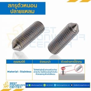 สกรูตัวหนอนปลายแหลมสแตนเลส ขนาด M3x4 mm. : SSCP-M3L4-SS