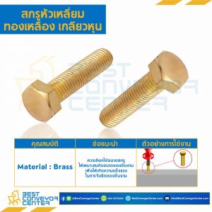 สกรูหัวเหลี่ยมทองเหลือง ขนาด 1/2x5" mm. : BHS-M1/2L127
