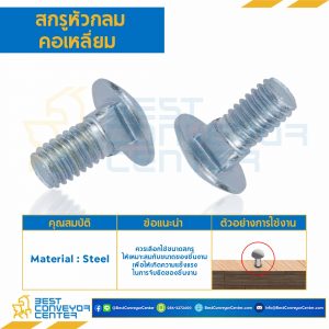 สกรูหัวกลมคอเหลี่ยม ขนาด M10x1.5x20 mm. : HSRS-M10L20