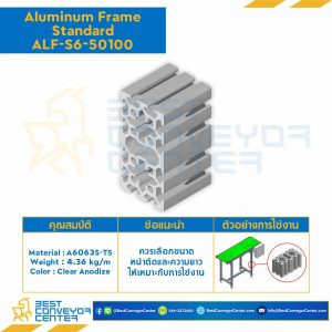 Aluminum Frame 6 Series Slot width 8 50x100 mm. L100 mm. Clear Anodize : ALF-S6-50100-100