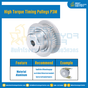 มู่เล่ย์ไทม์มิ่งแรงบิดสูง Pulley Timing High Torque P3M หน้ากว้าง 15 mm. 22 ฟัน : HT-P3M-15-22TBAL