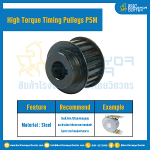 มู่เล่ย์ไทม์มิ่งแรงบิดสูง Pulley Timing High Torque P5M หน้ากว้าง 15 mm. 34 ฟัน : HT-P5M-15-34TBS