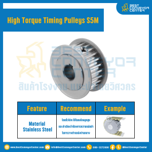 มู่เล่ย์ไทม์มิ่งแรงบิดสูง Pulley Timing High Torque S5M หน้ากว้าง 10 mm. 28 ฟัน : HT-S5M-10-28TASS
