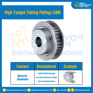 มู่เล่ย์ไทม์มิ่งแรงบิดสูง Pulley Timing High Torque S8M หน้ากว้าง 40 mm. 25 ฟัน : HT-S8M-40-25TBAL