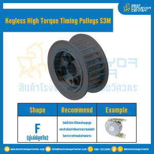 มู่เล่ย์ไทม์มิ่งแรงบิดสูงแบบไม่มีลิ่ม Pulleys Timing Keyless High Torque S3M หน้ากว้าง 10 mm. 34 ฟัน : KHT-S3M-10-34TFS