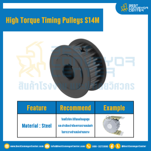 มู่เล่ย์ไทม์มิ่งแรงบิดสูง Pulley Timing High Torque S14M หน้ากว้าง 4 mm. 28 ฟัน : HT-S14M-4-28TAS