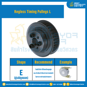 มู่เล่ย์ไทม์มิ่งแบบไม่มีลิ่ม Keyless Pulleys Timing L หน้ากว้าง 38.1 mm. 34 ฟัน : KTP-L-38.1-34TES