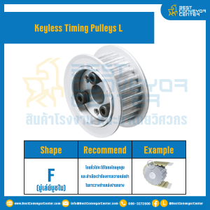 มู่เล่ย์ไทม์มิ่งแบบไม่มีลิ่ม Keyless Pulleys Timing L หน้ากว้าง 19.1 mm. 18 ฟัน : KTP-L-19.1-18TFAL