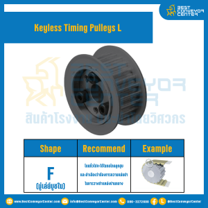 8มู่เล่ย์ไทม์มิ่งแบบไม่มีลิ่ม Keyless Pulleys Timing L หน้ากว้าง 19.1 mm. 38 ฟัน : KTP-L-19.1-38TFS