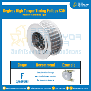 มู่เล่ย์ไทม์มิ่งแรงบิดสูงแบบไม่มีลิ่ม Pulleys Timing Keyless High Torque S3M หน้ากว้าง 15 mm. 30 ฟัน : KHTM-S3M-15-30TFAL