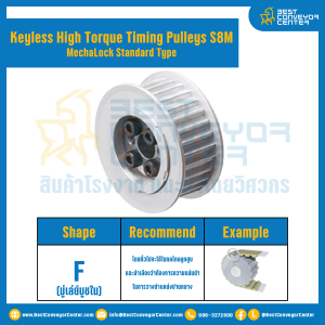 มู่เล่ย์ไทม์มิ่งแรงบิดสูงแบบไม่มีลิ่ม Pulleys Timing Keyless High Torque S8M หน้ากว้าง 40 mm. 30 ฟัน : KHTM-S8M-40-30TFAL
