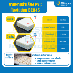 สายพานลำเลียง PVC สีขาว หนา 6 mm. 100x2000 mm. (ต่อกลม) : BC045-DM-W100xL2000-W