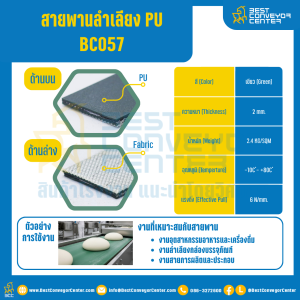 สายพานลำเลียง PU สีเขียว หนา 2 mm. 100x2000 mm. (ต่อกลม) : BC057-W100xL2000-GR