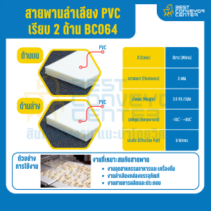 สายพานลำเลียง PVC สีขาว เรียบ 2 ด้าน หนา 3 mm. 100x2000 mm. (ต่อกลม) : BC064-W100xL2000-W