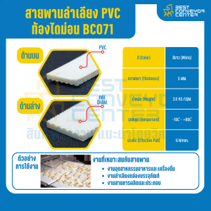 สายพานลำเลียง PVC สีขาว หนา 3 mm. 100x2000 mm. (ต่อกลม) : BC071-DM-W100xL2000-W