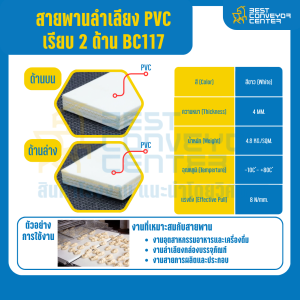 สายพานลำเลียง PVC สีขาว เรียบ 2 ด้าน หนา 4 mm. 100x2000 mm. (ต่อกลม) : BC117-W100xL2000-W