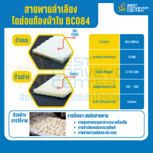 สายพานลำเลียง PU ไดมอนด์ สีขาว หนา 1.9 mm. 100x2000 mm. (ต่อกลม) : BC084-DM-W100xL2000-W