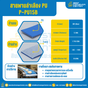 สายพานลำเลียง PU สีฟ้า หนา 1.5 mm. 100x2000 mm. (ต่อกลม) : P-PU15B-W100xL2000-BL