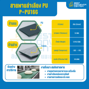 สายพานลำเลียง PU สีเขียว หนา 1.6 mm. 100x2000 mm. (ต่อกลม) : P-PU16G-W100xL2000-GR