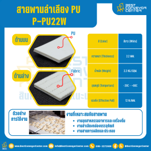 สายพานลำเลียง PU สีขาว หนา 2.2 mm. 100x2000 mm. (ต่อกลม) : P-PU22W-W100xL2000-W