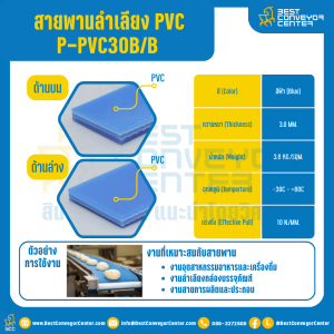 สายพานลำเลียง PVC สีฟ้า หนา 3 mm. 100x2000 mm. (ต่อกลม) : P-PVC30B/B-W100xL2000-BL