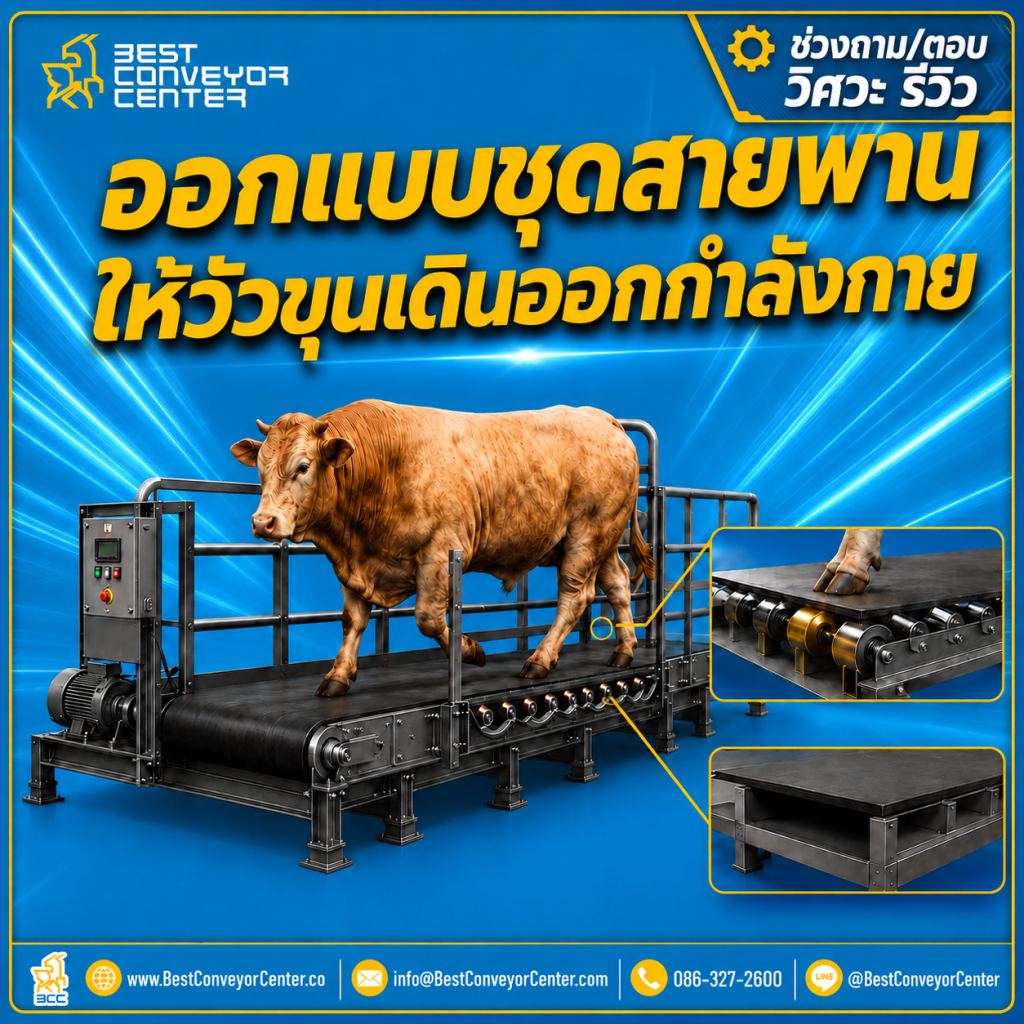 ให้คำแนะนำการออกแบบสายพานลำเลียงให้วัวขุนวิ่งออกกำลังกาย
