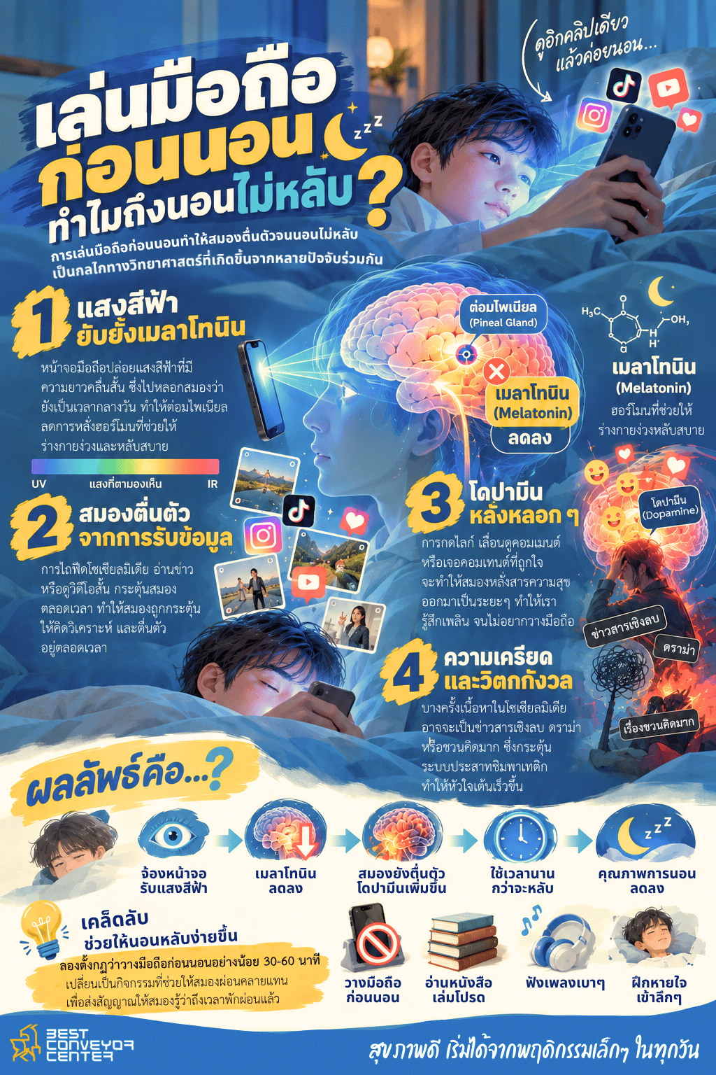 เล่นมือถือก่อนนอน ทำไมนอนไม่หลับ